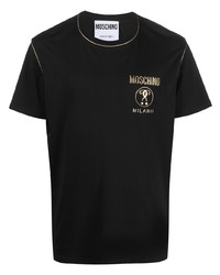 T-shirt à col rond imprimé noir Moschino