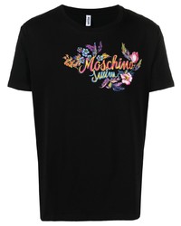 T-shirt à col rond imprimé noir Moschino