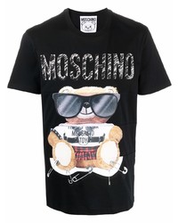 T-shirt à col rond imprimé noir Moschino