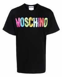 T-shirt à col rond imprimé noir Moschino