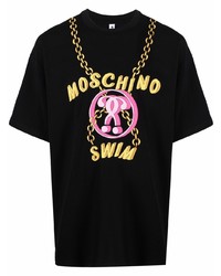 T-shirt à col rond imprimé noir Moschino