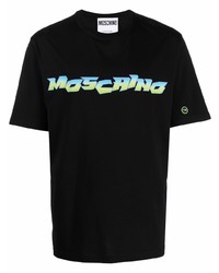 T-shirt à col rond imprimé noir Moschino