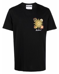 T-shirt à col rond imprimé noir Moschino