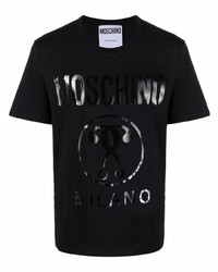 T-shirt à col rond imprimé noir Moschino