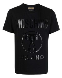 T-shirt à col rond imprimé noir Moschino