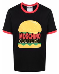 T-shirt à col rond imprimé noir Moschino