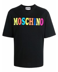 T-shirt à col rond imprimé noir Moschino