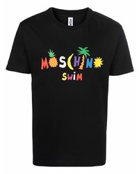 T-shirt à col rond imprimé noir Moschino