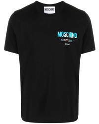 T-shirt à col rond imprimé noir Moschino