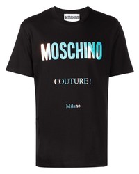 T-shirt à col rond imprimé noir Moschino