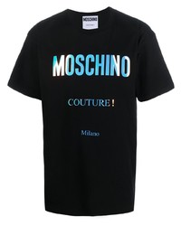 T-shirt à col rond imprimé noir Moschino