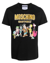 T-shirt à col rond imprimé noir Moschino