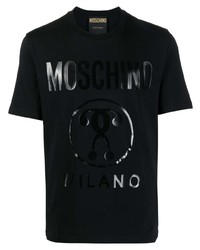 T-shirt à col rond imprimé noir Moschino