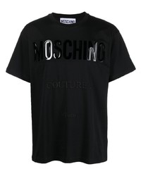 T-shirt à col rond imprimé noir Moschino