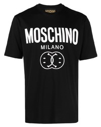 T-shirt à col rond imprimé noir Moschino