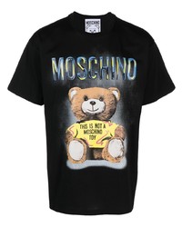 T-shirt à col rond imprimé noir Moschino