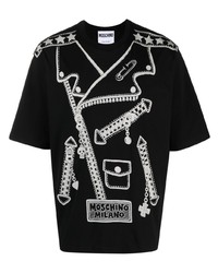 T-shirt à col rond imprimé noir Moschino