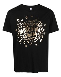 T-shirt à col rond imprimé noir Moschino
