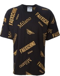 T-shirt à col rond imprimé noir Moschino