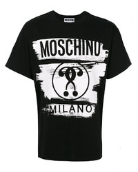 T-shirt à col rond imprimé noir Moschino