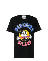 T-shirt à col rond imprimé noir Moschino