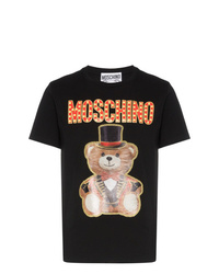 T-shirt à col rond imprimé noir Moschino