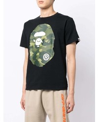 T-shirt à col rond imprimé noir A Bathing Ape