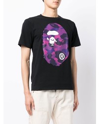 T-shirt à col rond imprimé noir A Bathing Ape