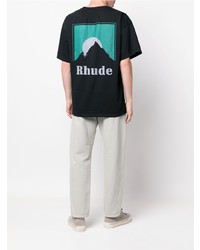 T-shirt à col rond imprimé noir Rhude