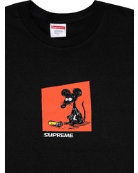 T-shirt à col rond imprimé noir Supreme