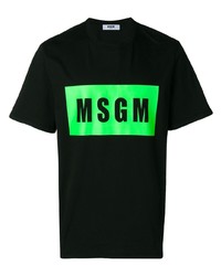 T-shirt à col rond imprimé noir MSGM