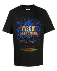 T-shirt à col rond imprimé noir MSGM