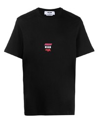 T-shirt à col rond imprimé noir MSGM