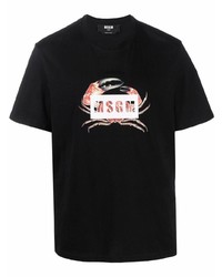 T-shirt à col rond imprimé noir MSGM