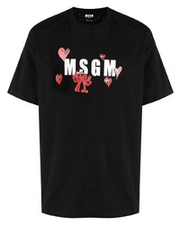 T-shirt à col rond imprimé noir MSGM