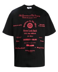 T-shirt à col rond imprimé noir MSGM