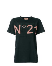 T-shirt à col rond imprimé noir N°21