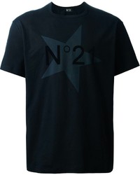 T-shirt à col rond imprimé noir No.21