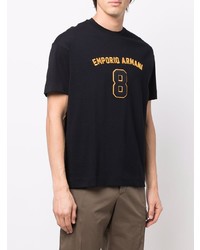 T-shirt à col rond imprimé noir Emporio Armani