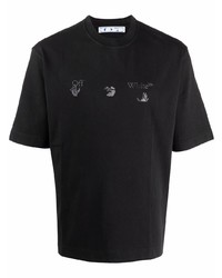 T-shirt à col rond imprimé noir Off-White