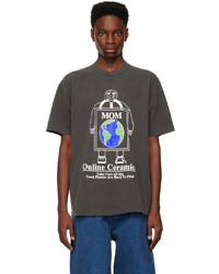 T-shirt à col rond imprimé noir Online Ceramics