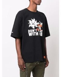 T-shirt à col rond imprimé noir Heron Preston