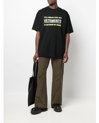 T-shirt à col rond imprimé noir Vetements