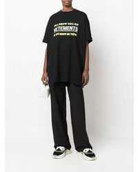 T-shirt à col rond imprimé noir Vetements