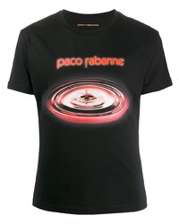 T-shirt à col rond imprimé noir PACO RABANNE