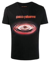 T-shirt à col rond imprimé noir PACO RABANNE