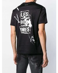 T-shirt à col rond imprimé noir Les Hommes