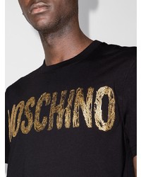 T-shirt à col rond imprimé noir Moschino