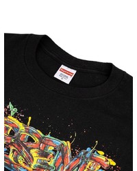 T-shirt à col rond imprimé noir Supreme