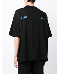 T-shirt à col rond imprimé noir SONGZIO